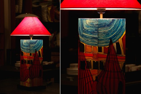 HAND PAINTED LAMP STAND